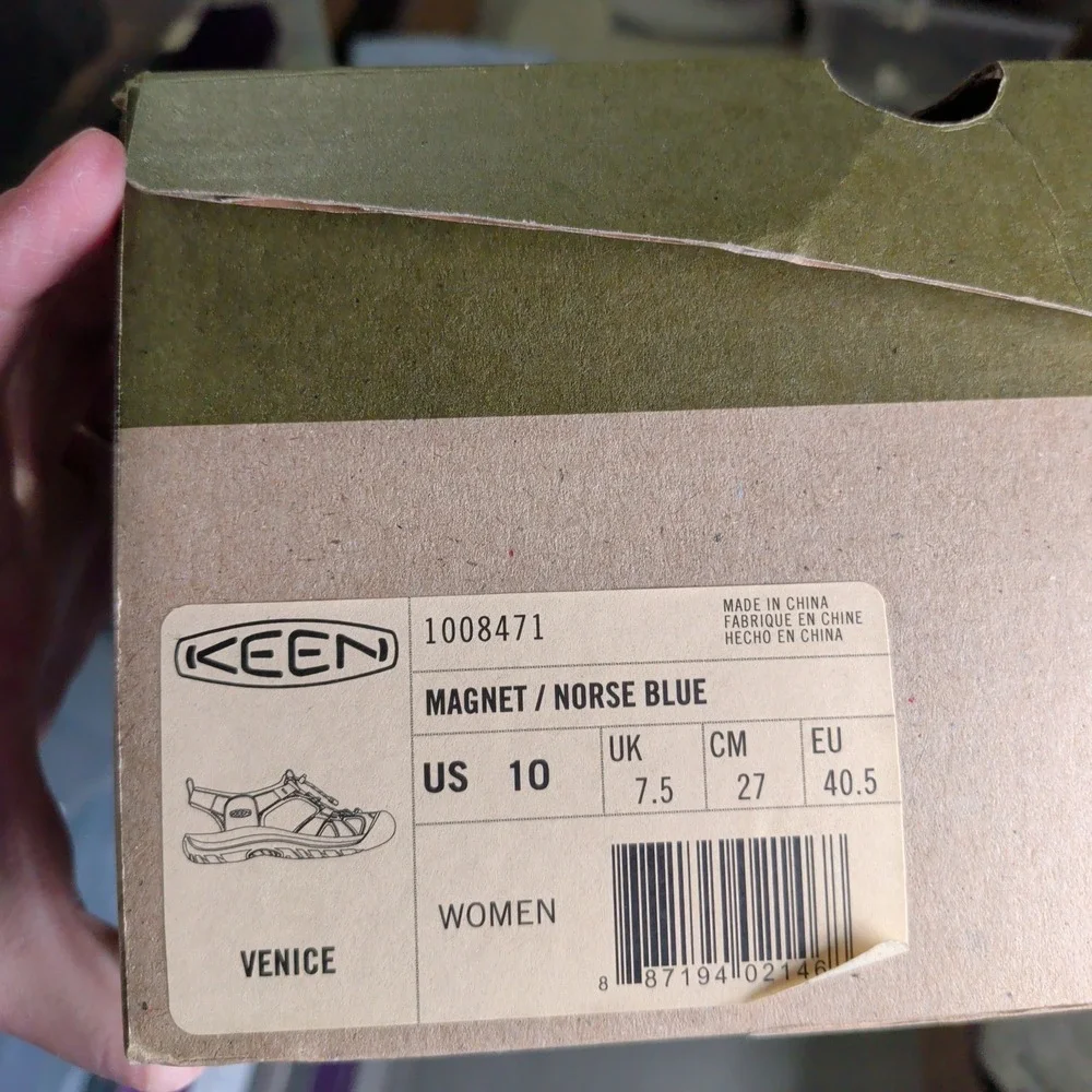 KEEN Venice Women 10 Magnet Norse Blue Leather Waterproof Hiking Sandals 1008471